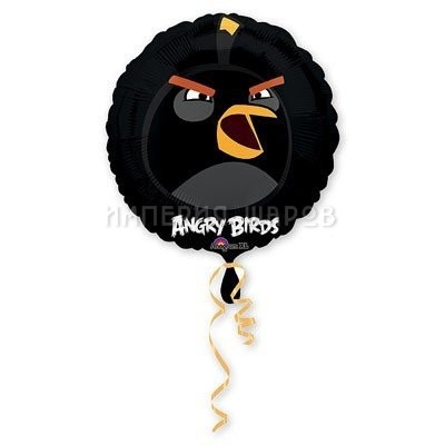 Шар 18" Черная Птица Angry Birds