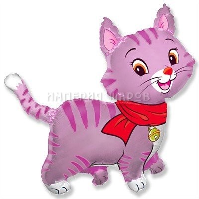 Шар фигура Кошечка с шарфом розовая