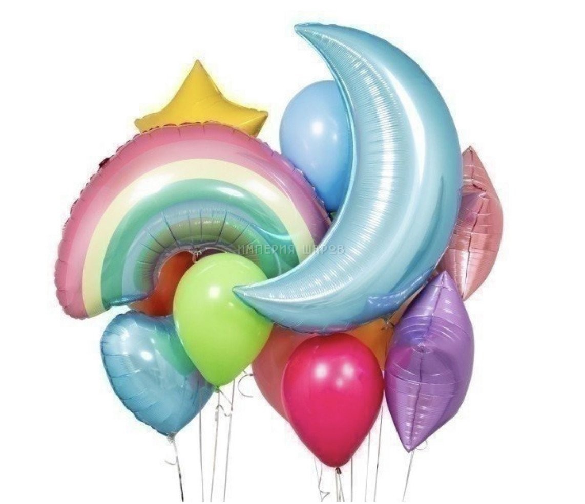 Разноцветный букет из воздушных шариков «Радужная пастель»