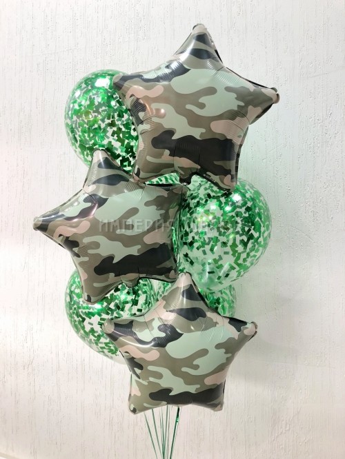 Букет из шаров Зеленый камуфляж