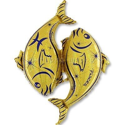 Шар фигура  Зодиак Рыбы золотой